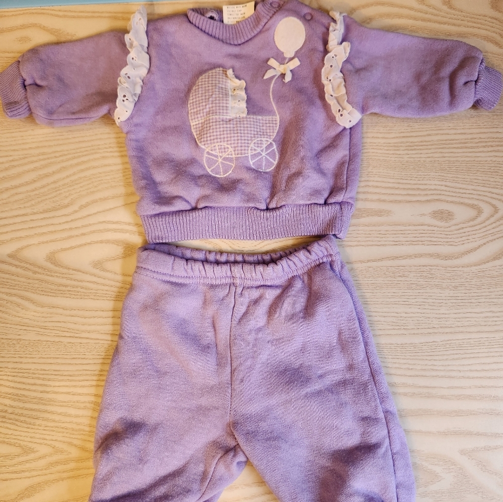 Vintage Little by Little Girls Outfit, Size 0-6m
